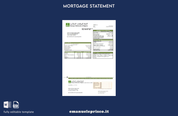 stile verificato Modello di estratto conto mutuo bancario Algeria Banque nationa